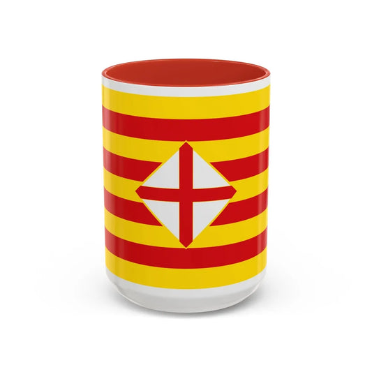 Flag of Barcelona - Accent Coffee Mug-15oz-Red-Go Mug Yourself