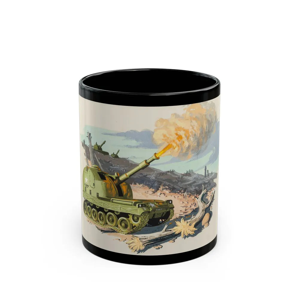 Firing Tank, story illustration, 1959 - Black Coffee Mug-11oz-Go Mug Yourself