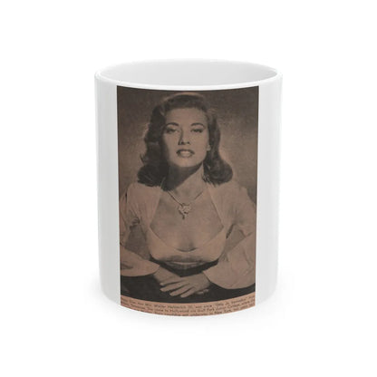 Peggy Dow #63 - 4x6 Early 50's B&W Glamour Photo Magazine Clipping (Vintage Female Icon) White Coffee Mug-11oz-Go Mug Yourself