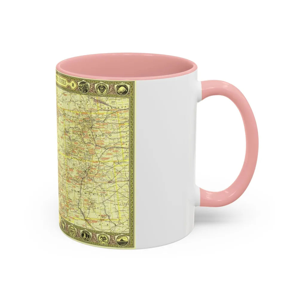 USA - Southwestern (1940) (Map) Accent Coffee Mug-Go Mug Yourself