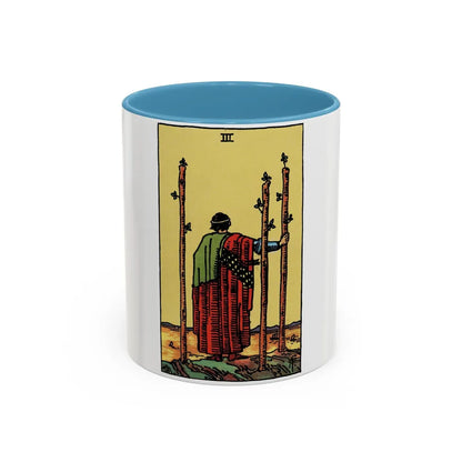 The 3 of Wands (Tarot Card) Accent Coffee Mug-11oz-Light Blue-Go Mug Yourself