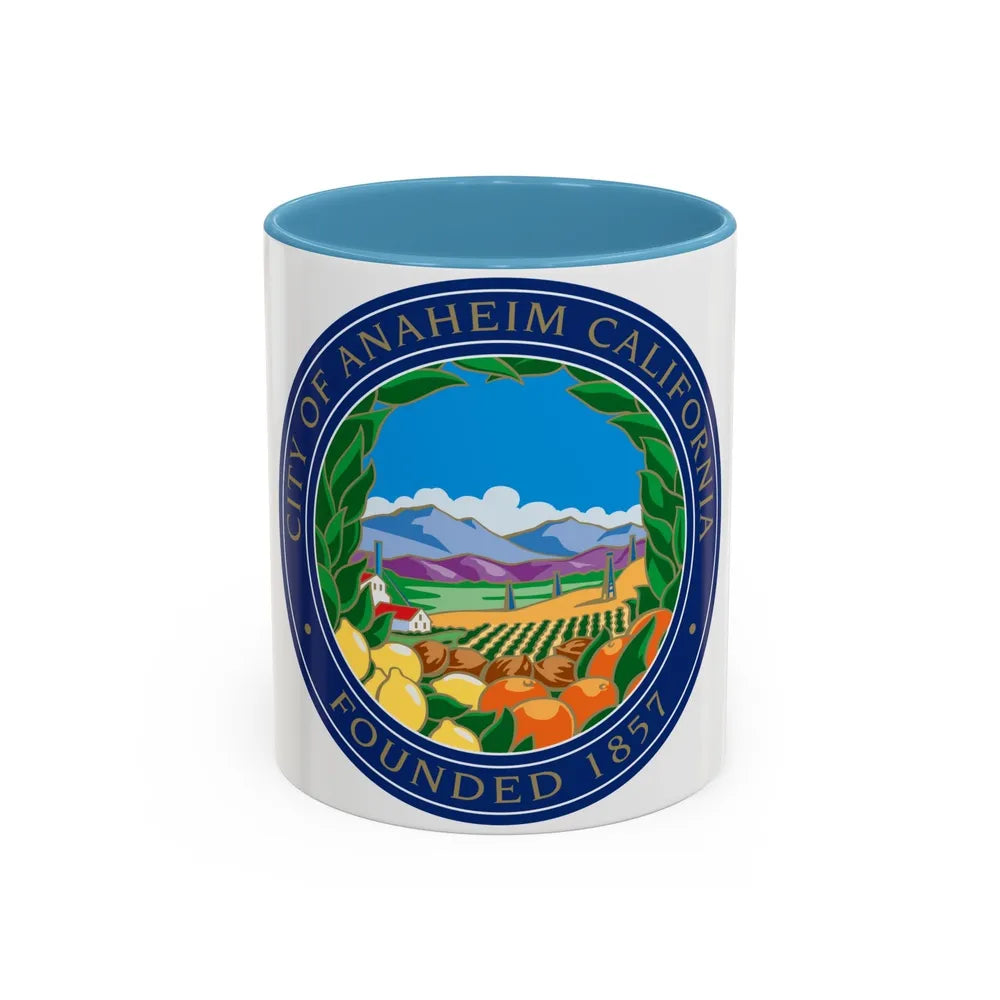 Seal of Anaheim California - Accent Coffee Mug-11oz-Light Blue-Go Mug Yourself