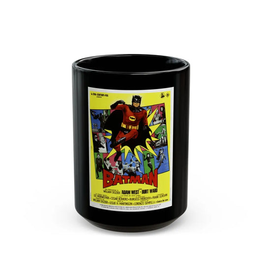 BATMAN (ADAM WEST 3) 1966 Movie Poster - Black Coffee Mug-15oz-Go Mug Yourself