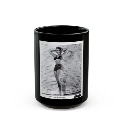 Terry Moore #709 - 8x10 1953 2-Piece B&W Full Body Swimsuit Cheesecake Photo from 20th Century Fox Photo Shoot1 (Vintage Female Icon) Black Coffee Mug-15oz-Go Mug Yourself