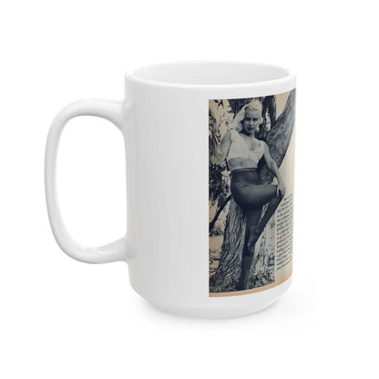 Jeanne Carmen #216 - Pages 42 & 43 Pages 5 & 6 of 6+4 B&W Photos & start of article from Man's Conquest Mag. October '60 (Vintage Female Icon) White Coffee Mug-Go Mug Yourself