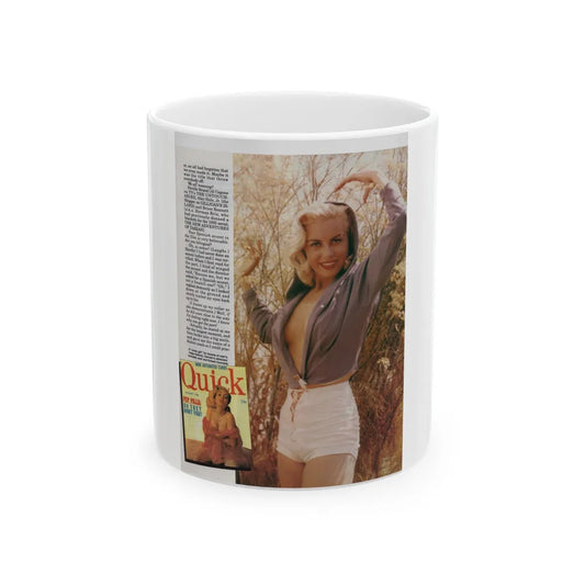 Jeanne Carmen #120 - Pages 6 of 14 with, Large Color Photo & Small Color Mag. Cover & Article from Femme Fatales Mag. Oct. '95 (Vintage Female Icon) White Coffee Mug-11oz-Go Mug Yourself