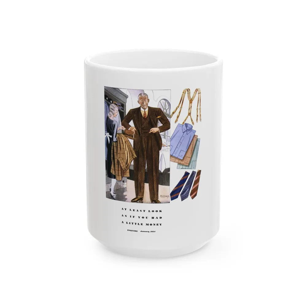 Esquire Fashion Illustration, January 1934 (7) - White Coffee Mug-15oz-Go Mug Yourself