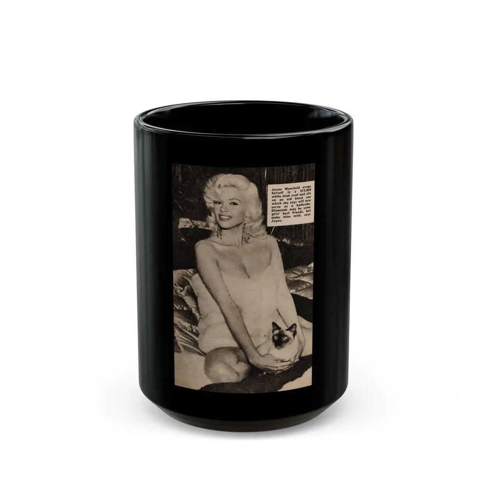 Jayne Mansfield #176 - 1 B&W Photo & Caption from PIC Digest Mag. Sept. '58 (Vintage Female Icon) Black Coffee Mug-15oz-Go Mug Yourself