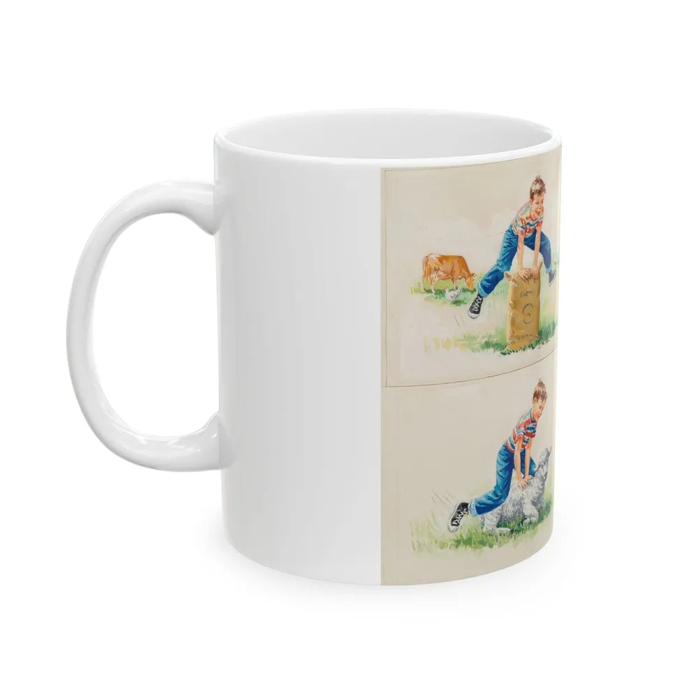 Farm Fun, Dick and Jane illustrations - White Coffee Mug-Go Mug Yourself