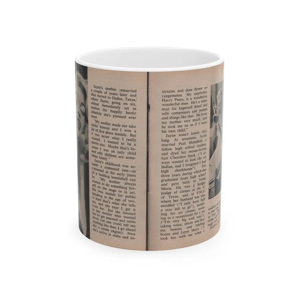 Jayne Mansfield #297 - JAYNE Pocket Magazine Pages 38 & 39 (Vintage Female Icon) White Coffee Mug-11oz-Go Mug Yourself