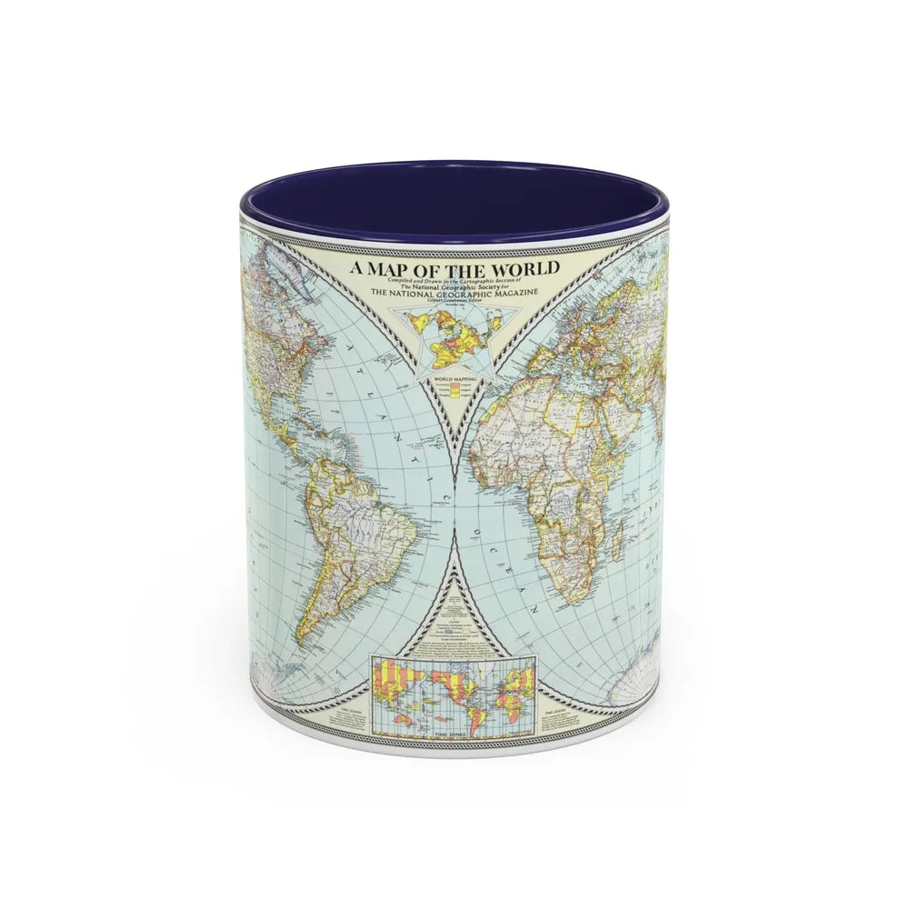 World Map (1941) (Map) Accent Coffee Mug-11oz-Navy-Go Mug Yourself