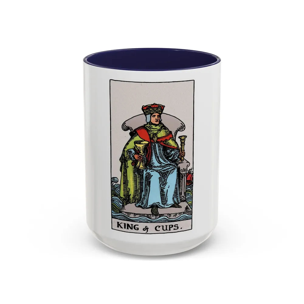 The King of Cups (Tarot Card) Accent Coffee Mug-15oz-Navy-Go Mug Yourself