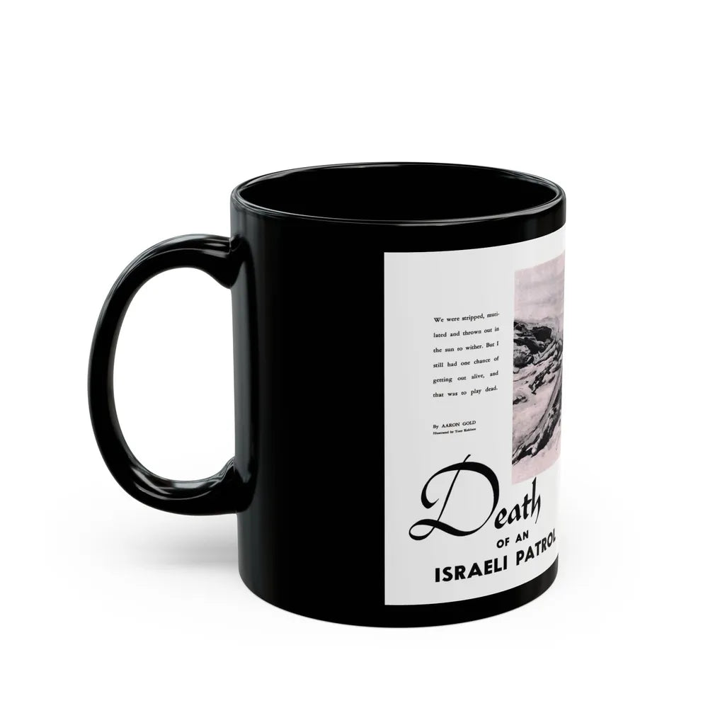 Death of an Israeli Patrol, Male magazine, September 1956 - Black Coffee Mug-Go Mug Yourself