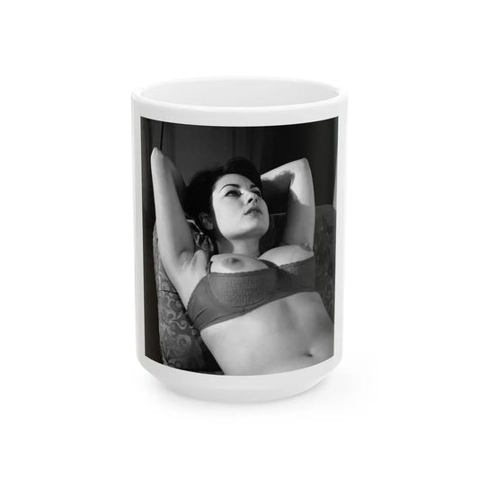 June Palmer #15 - Topless (Vintage Female Icon) White Coffee Mug-15oz-Go Mug Yourself