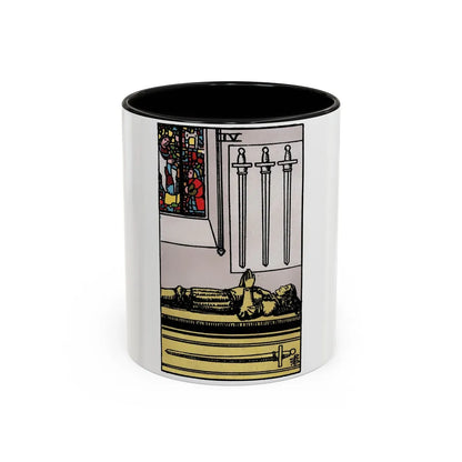 The 4 of Swords (Tarot Card) Accent Coffee Mug-11oz-Black-Go Mug Yourself