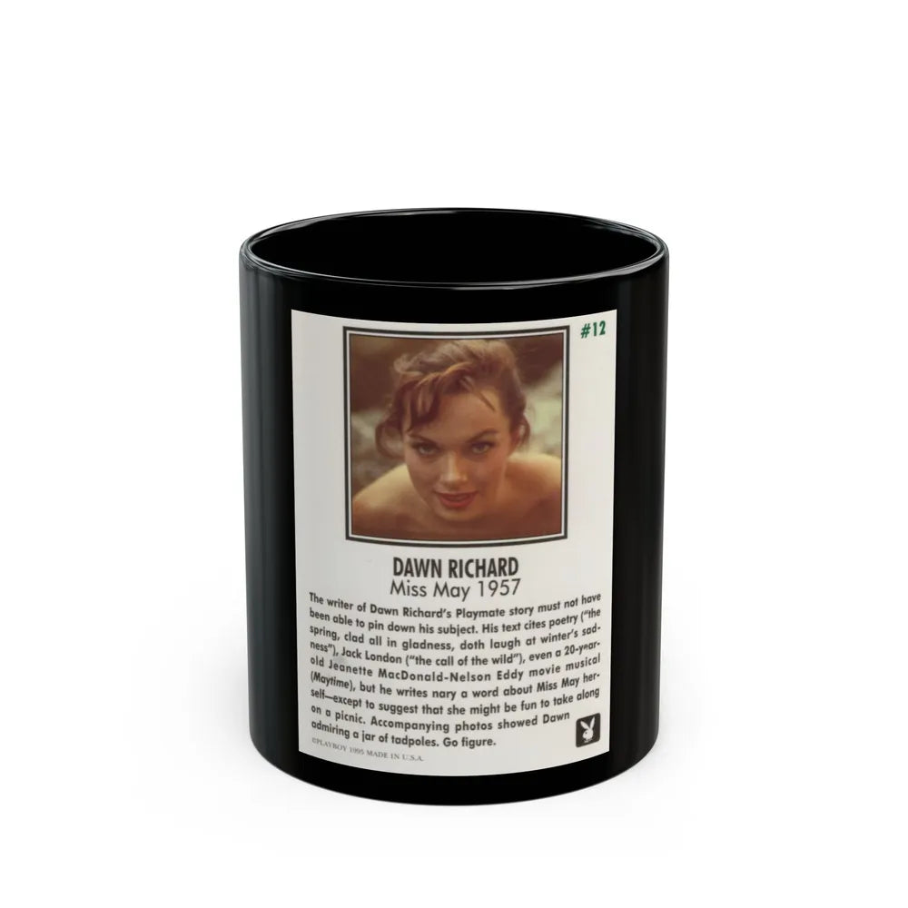 Dawn Richard #110 - Dawn on 2.5x3.5 Playboy Collector Card (Vintage Female Icon) Black Coffee Mug-11oz-Go Mug Yourself