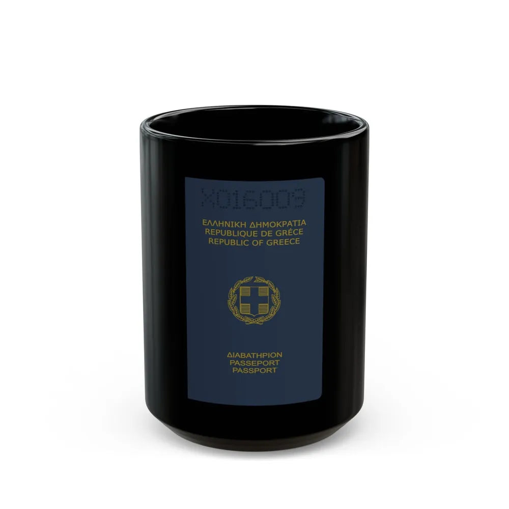 Greek Passport (1980) - Black Coffee Mug-15oz-Go Mug Yourself