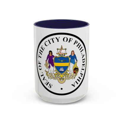 Seal of Philadelphia Pennsylvania - Accent Coffee Mug-15oz-Navy-Go Mug Yourself