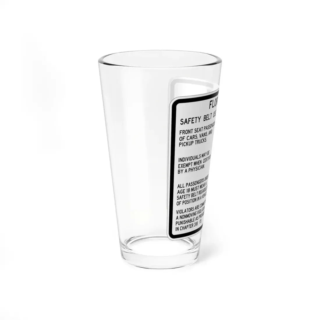 FDOT Road sign - Florida Seatbelt Law - Rest Area (Florida) (Road Sign) Pint Glss 16oz - Go Mug Yourself