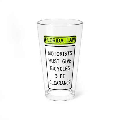 FDOT Road sign - Give Bicycle 3 Feet Clearance (Florida) (Road Sign) Pint Glass 16oz 16oz - Go Mug Yourself