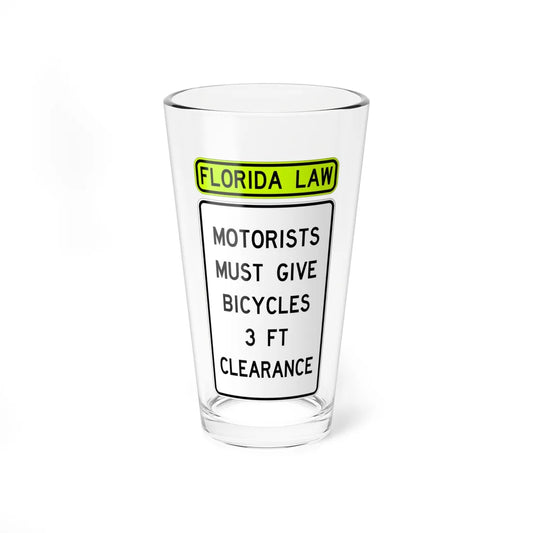 FDOT Road sign - Give Bicycle 3 Feet Clearance (Florida) (Road Sign) Pint Glass 16oz 16oz - Go Mug Yourself