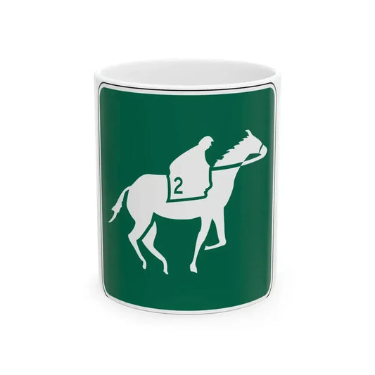 FDOT Road sign - Horse track (Florida) (Road Sign) White Coffee Mug 11oz - Go Mug Yourself