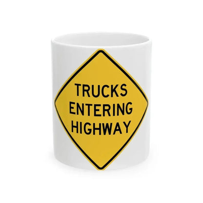 FDOT Road sign - Truck entering highway (Florida) (Road Sign) White Coffee Mug 11oz - Go Mug Yourself