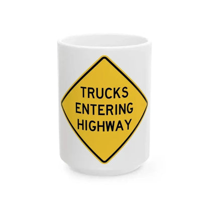 FDOT Road sign - Truck entering highway (Florida) (Road Sign) White Coffee Mug 15oz - Go Mug Yourself