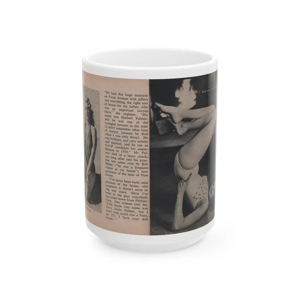 Jayne Mansfield #295 - JAYNE Pocket Magazine Pages 34 & 35 (Vintage Female Icon) White Coffee Mug-15oz-Go Mug Yourself