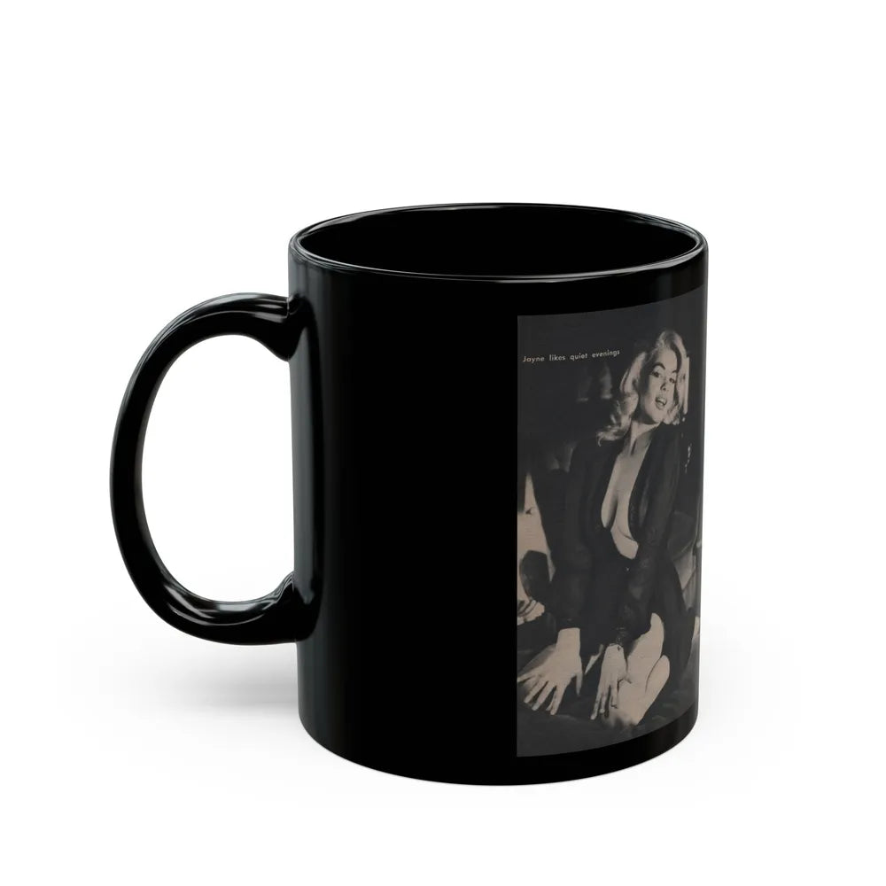 Jayne Mansfield #305 - JAYNE Pocket Magazine Pages 54 & 55 (Vintage Female Icon) Black Coffee Mug-Go Mug Yourself