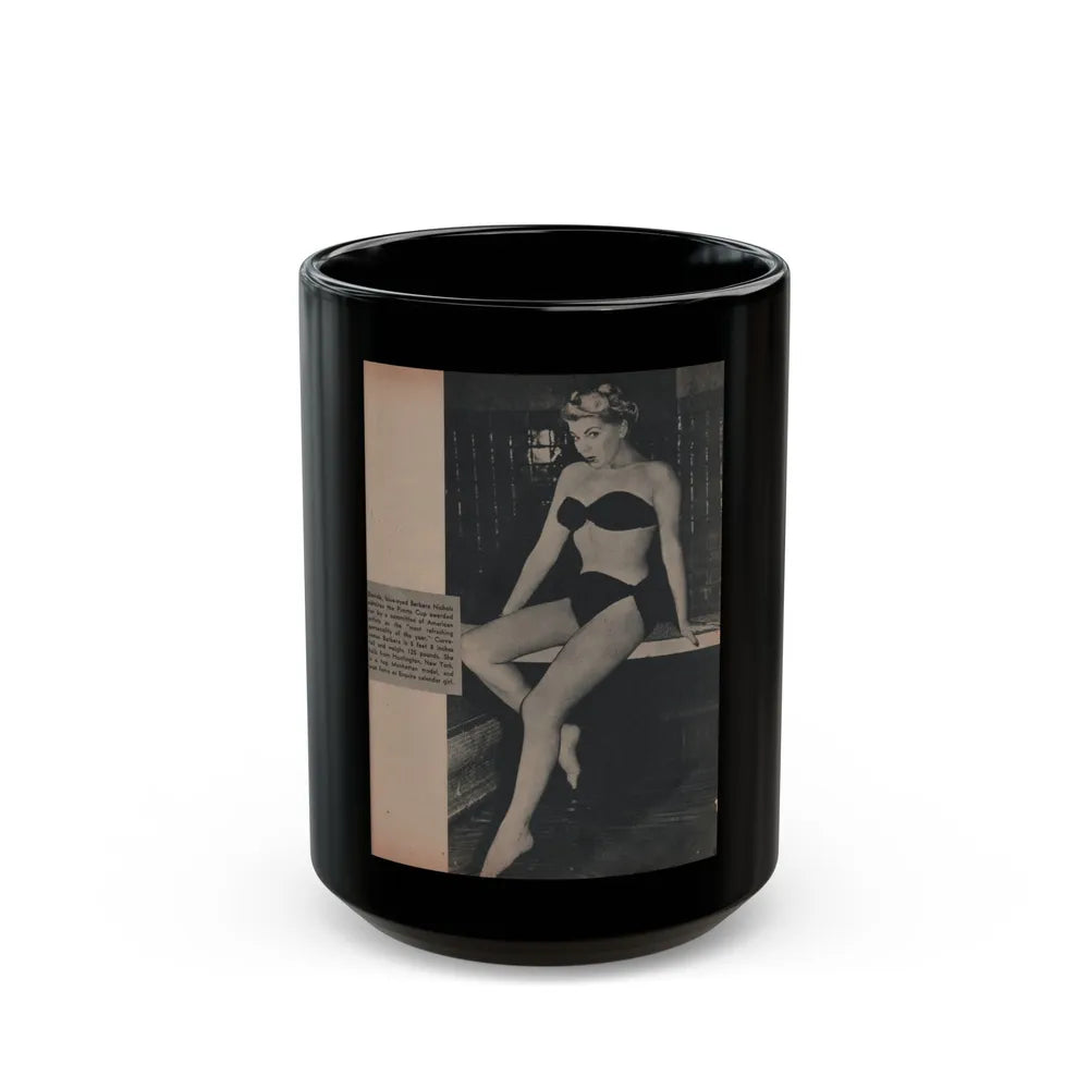 Barbara Nichols #389 - Page 1 of 2 with 1 B&W Photo from Famous Models Mag. May-June '51 (Vintage Female Icon) Black Coffee Mug-15oz-Go Mug Yourself