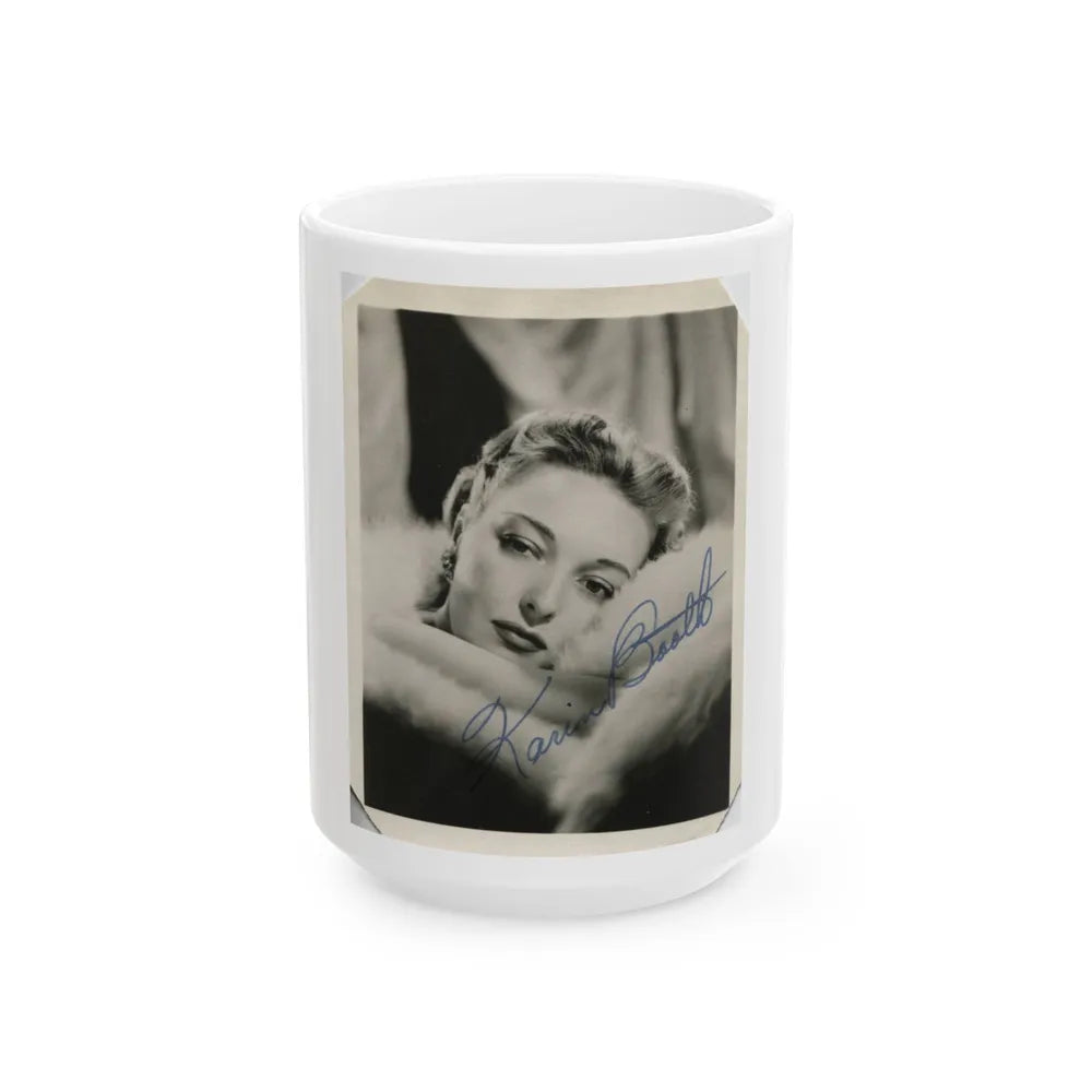 Karin Booth #22 (Vintage Female Icon) White Coffee Mug-15oz-Go Mug Yourself