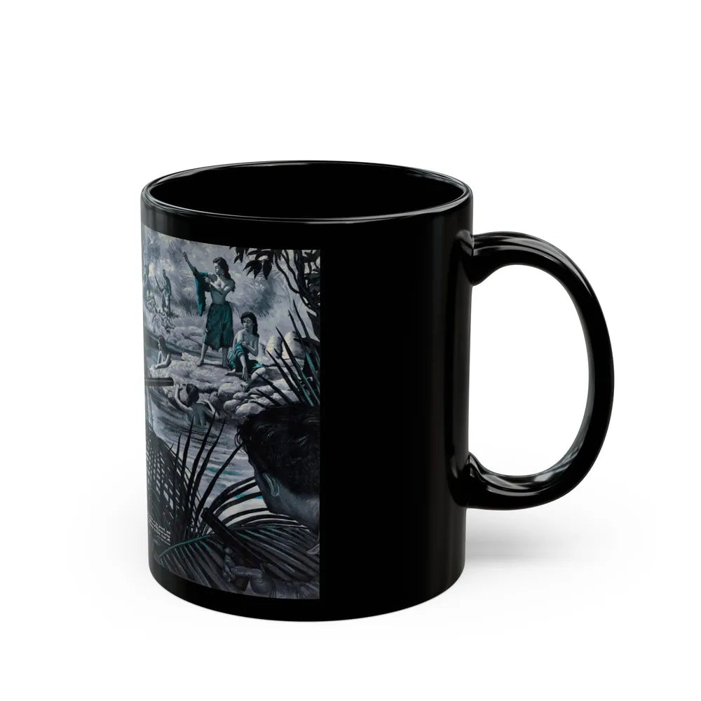 Death Trek Of Sgt. 'Shotgun' Schultz, For Men Only, February 1959 - Black Coffee Mug-Go Mug Yourself