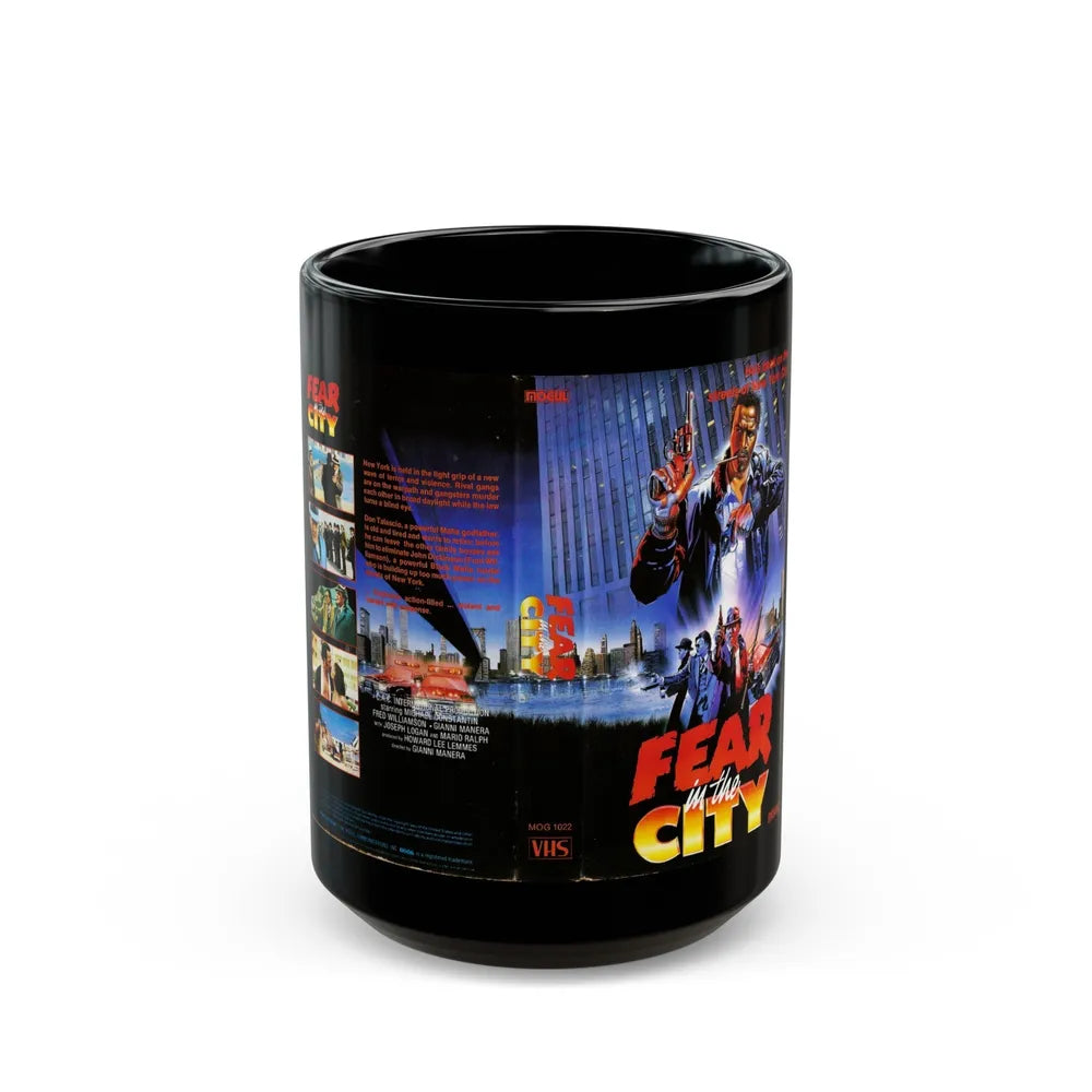 FEAR IN THE CITY (VHS COVER) - Black Coffee Mug-15oz-Go Mug Yourself