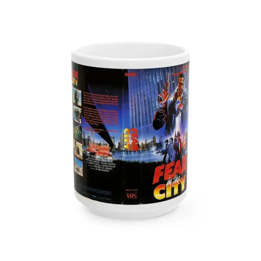 FEAR IN THE CITY (VHS COVER) - White Coffee Mug 15oz - Go Mug Yourself
