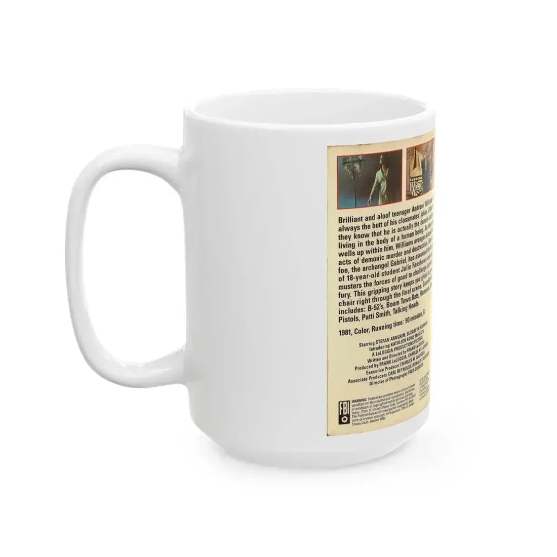 FEAR NO EVIL EMBASSY HOME ENTERTAINMENT (VHS COVER) - White Coffee Mug - Go Mug Yourself