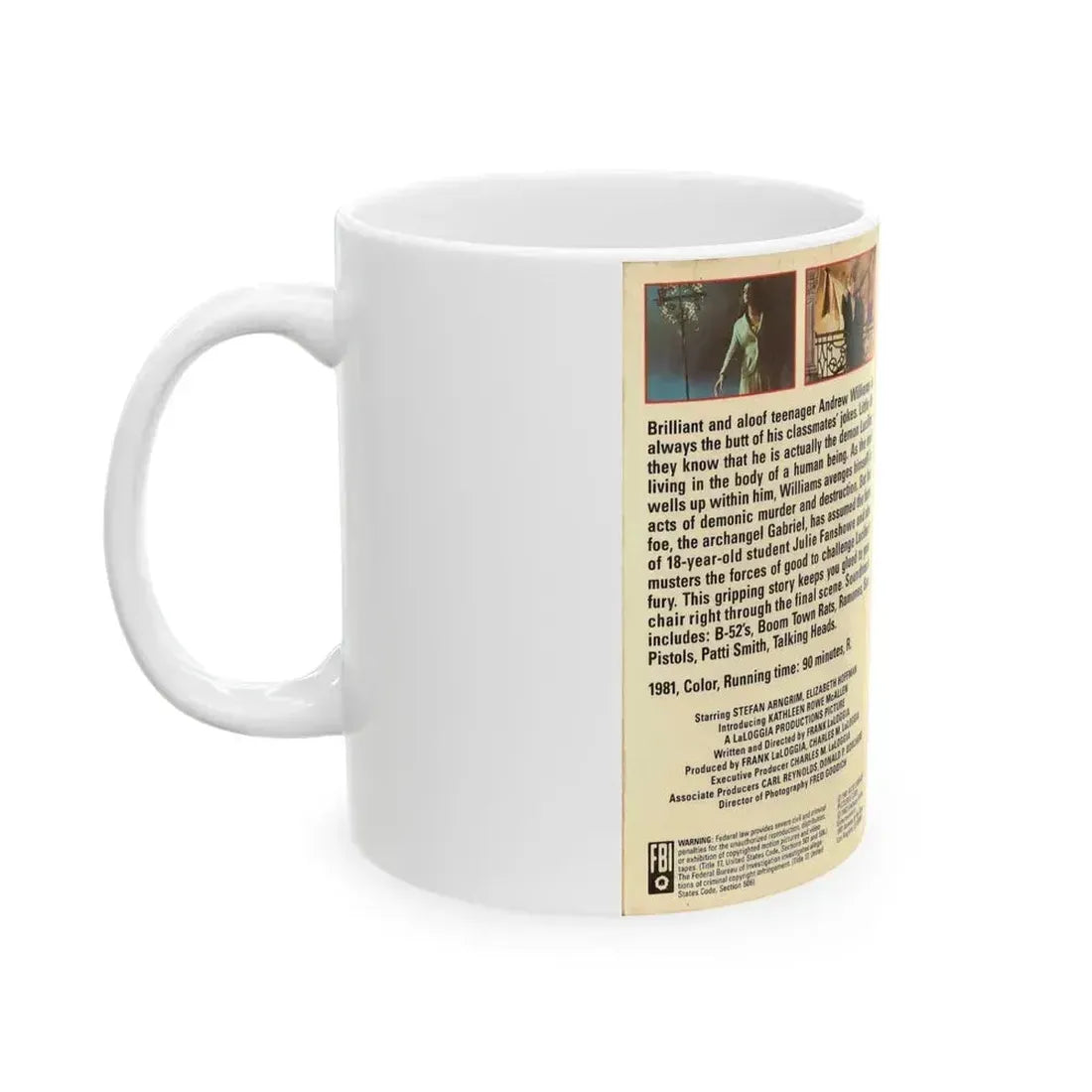 FEAR NO EVIL EMBASSY HOME ENTERTAINMENT (VHS COVER) - White Coffee Mug - Go Mug Yourself