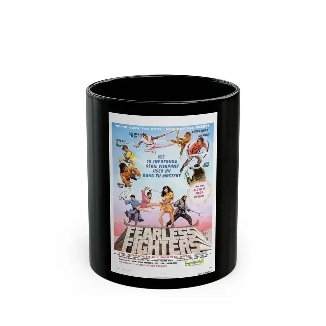 FEARLESS FIGHTERS 1971 Movie Poster - Black Coffee Mug 11oz - Go Mug Yourself