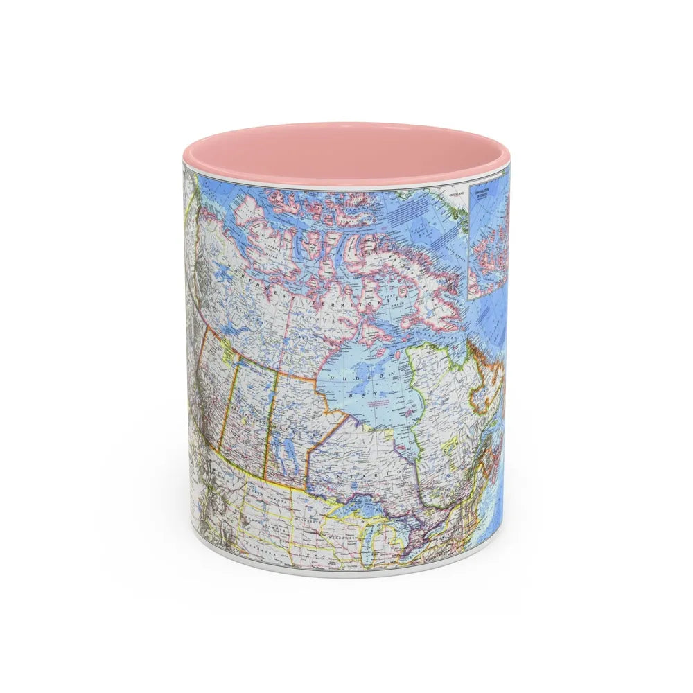 Canada (1972) (Map) Accent Coffee Mug-11oz-Pink-Go Mug Yourself