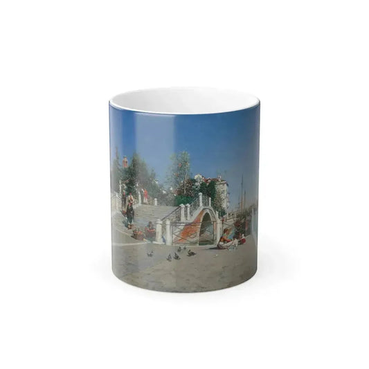 Federico del Campo (1837-1927) Ponte Della Calcina, Dorsoduro, Venice - Oil on Canvas 1888 - Color Changing Mug 11oz 11oz - Go Mug Yourself