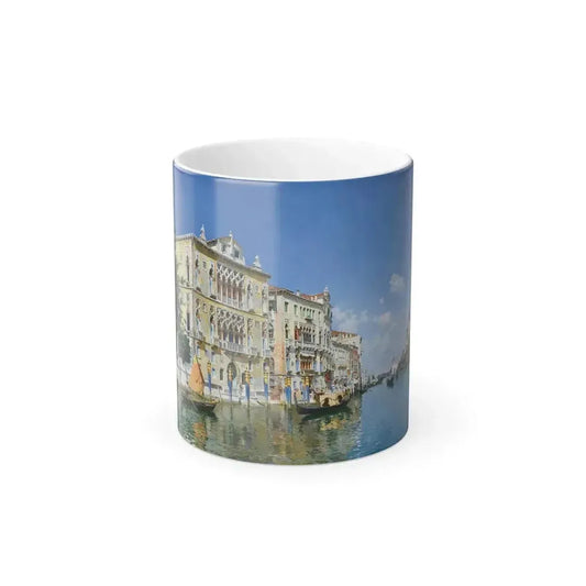 Federico del Campo (1837-1927) View of the Grand Canal with the Palazzo Cavalli-Franchetti - Oil on canv-0 - Color Changing Mug 11oz 11oz - Go Mug Yourself