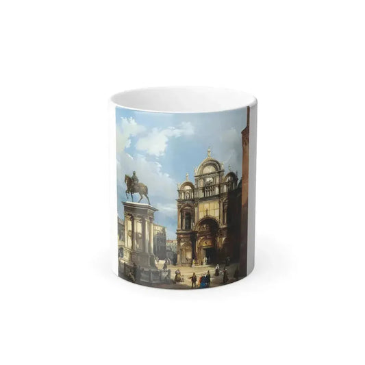Federico Moja (1802-1885) Campo Santi Giovanni e Paolo in Venice with the equestrian monument to Bartolo-0 - Color Changing Mug 11oz 11oz - Go Mug Yourself