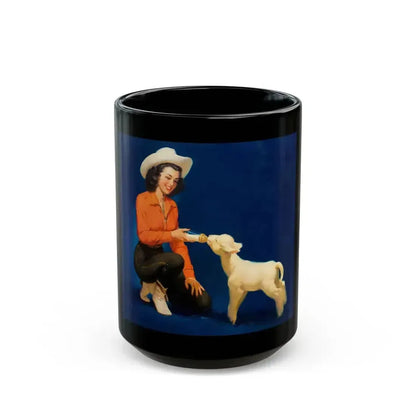 Feeding the Lamb, calendar illustration - Black Coffee Mug 15oz - Go Mug Yourself
