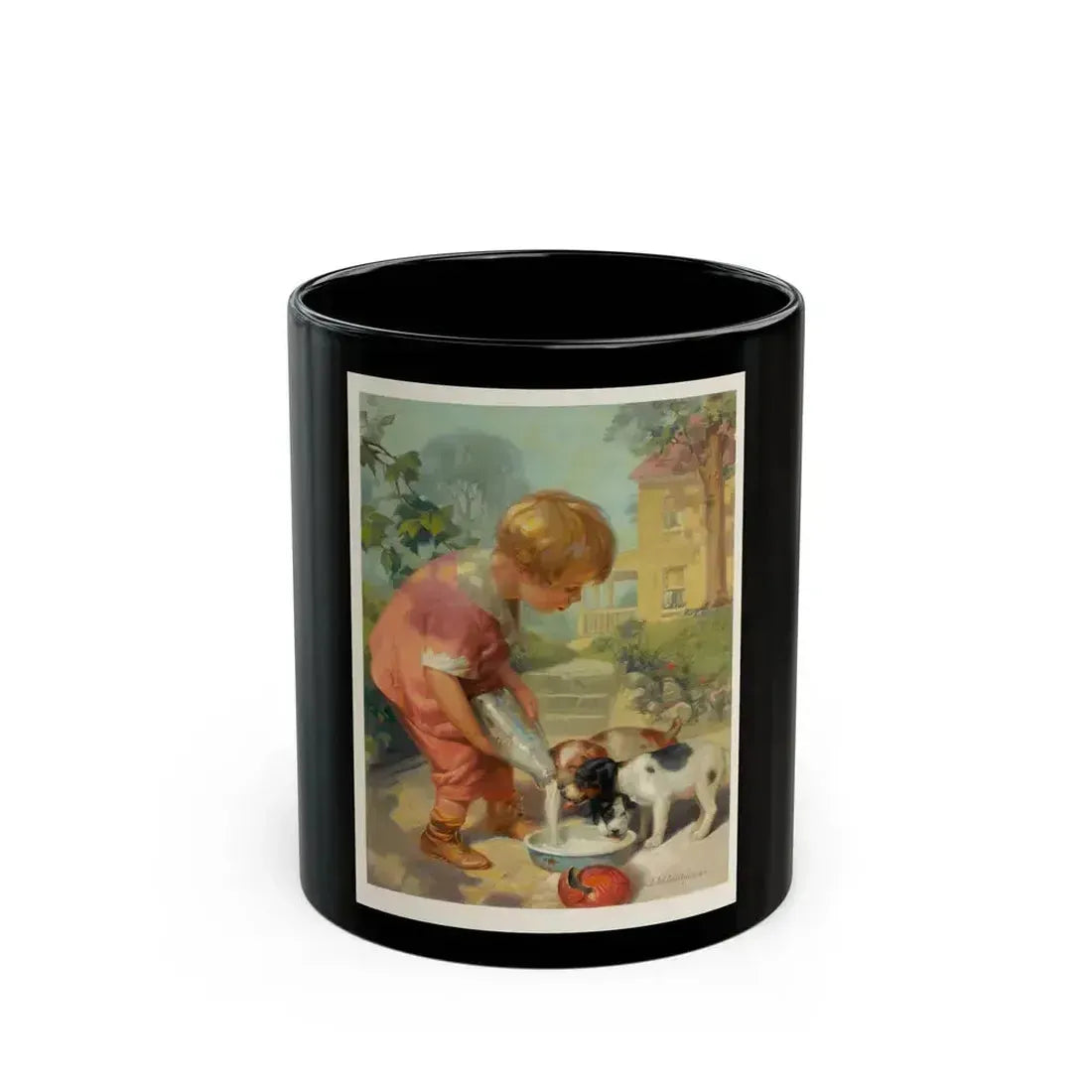 Feeding the Puppies - Black Coffee Mug 11oz - Go Mug Yourself