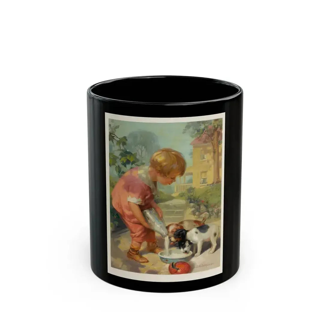 Feeding the Puppies - Black Coffee Mug 11oz - Go Mug Yourself
