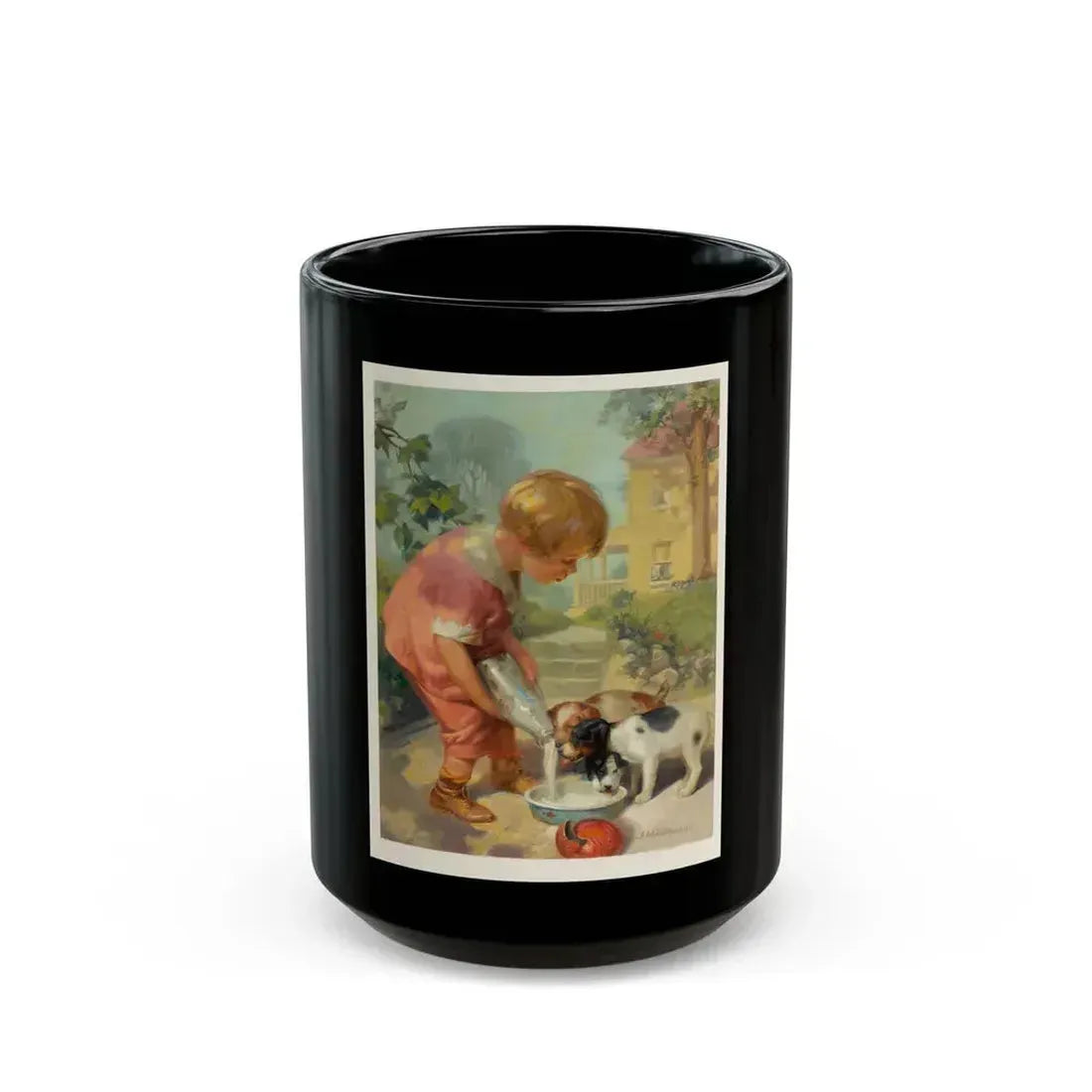 Feeding the Puppies - Black Coffee Mug 15oz - Go Mug Yourself