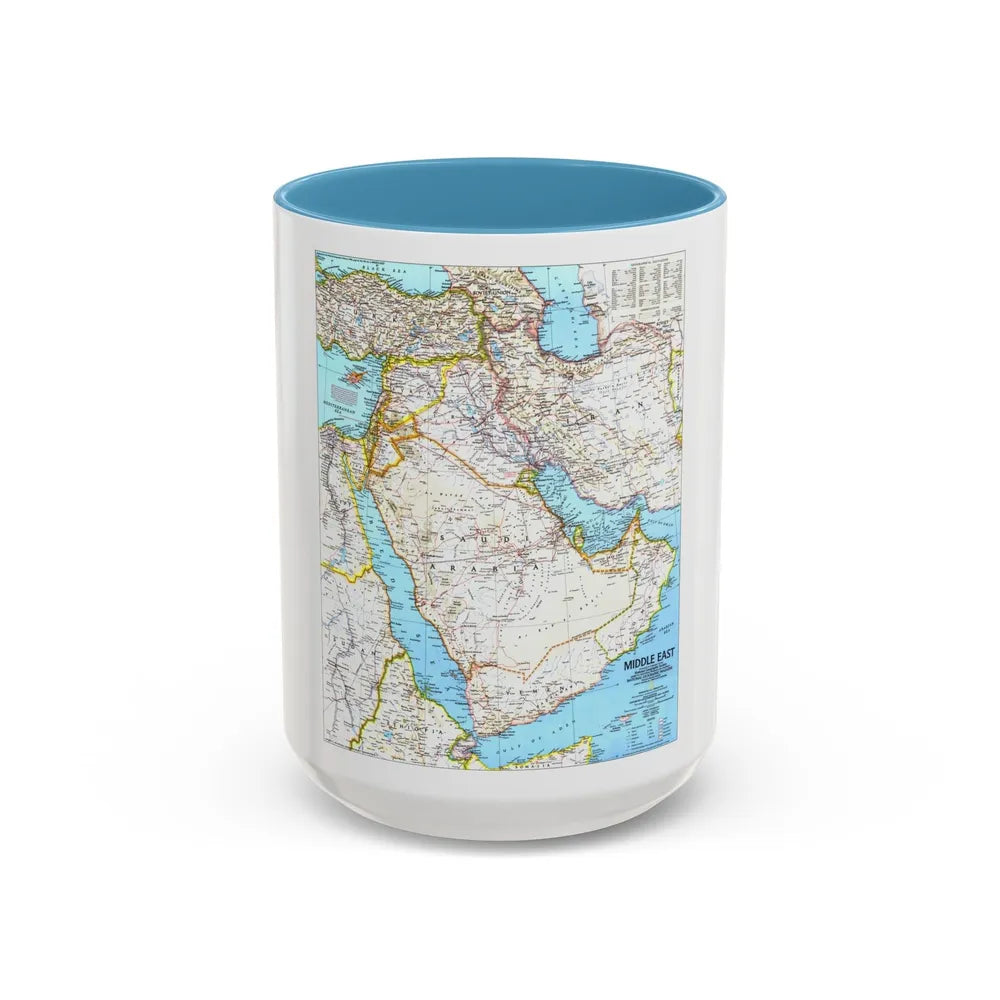 Middle East (1991) (Map) Accent Coffee Mug-15oz-Light Blue-Go Mug Yourself