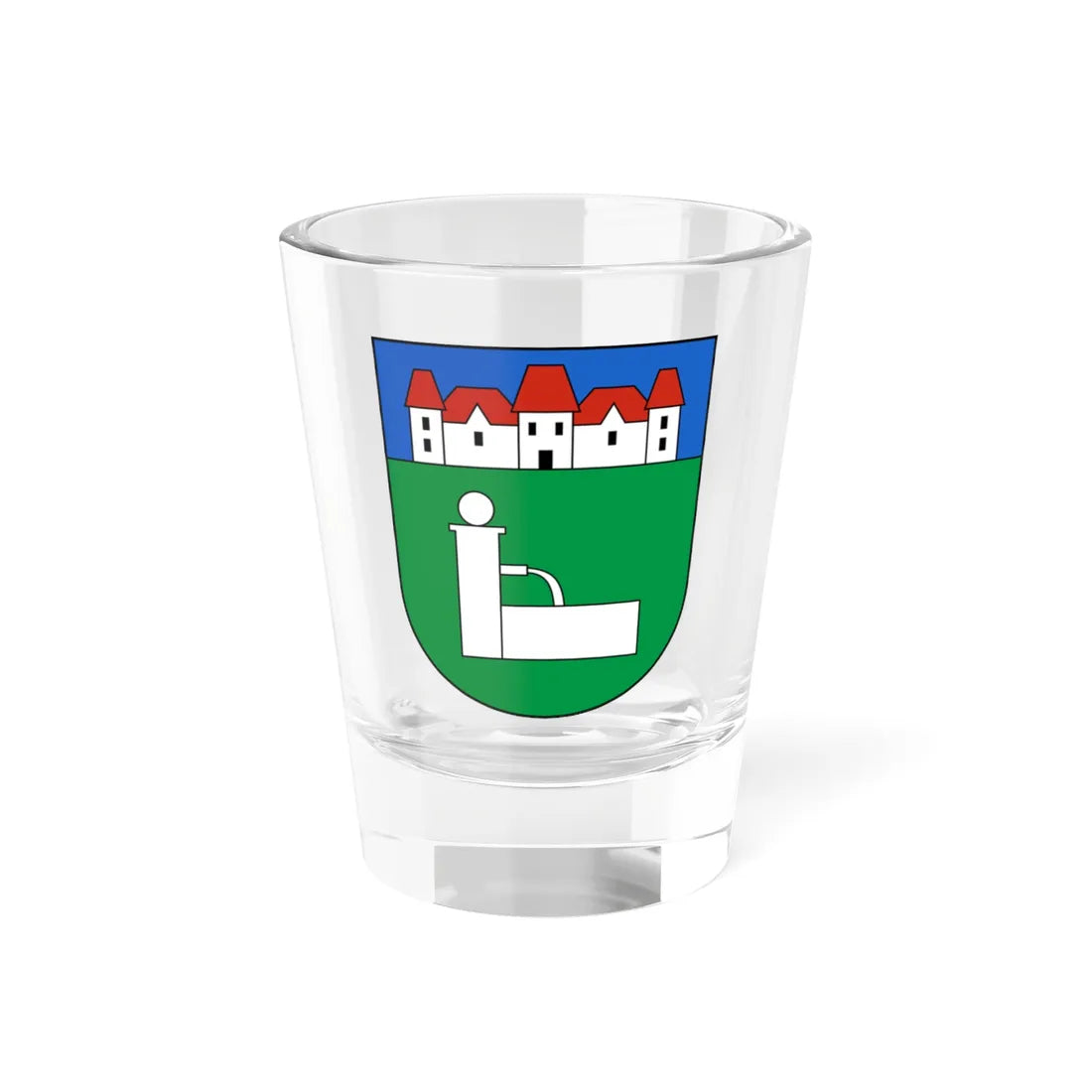 FeldbrunnenStNiklaus-blazon (Switzerland) (Coat of Arms) Shot Glass 1.5oz 1.5oz - Go Mug Yourself