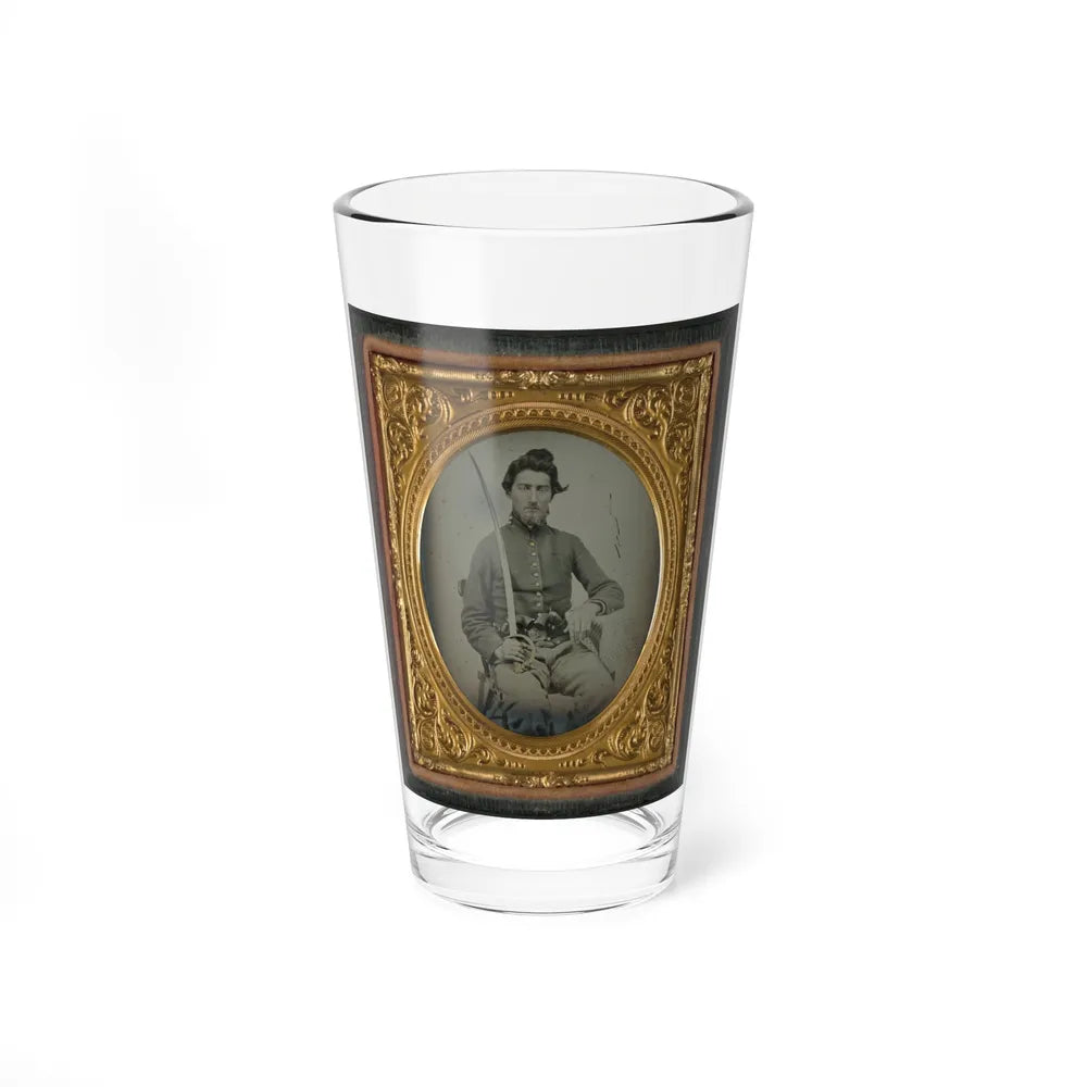 Felix Thompson Of Company H, 1st Missouri Cavalry Regiment With Pistols And Sabre (U.S. Civil War) Pint Glass 16oz-16oz-Go Mug Yourself