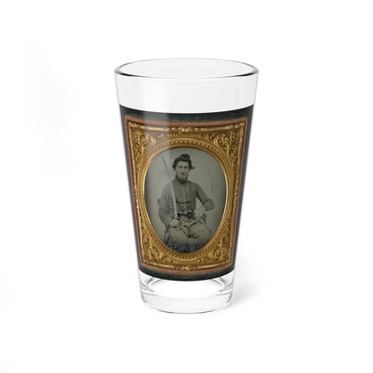 Felix Thompson Of Company H, 1st Missouri Cavalry Regiment With Pistols And Sabre (U.S. Civil War) Pint Glass 16oz-16oz-Go Mug Yourself